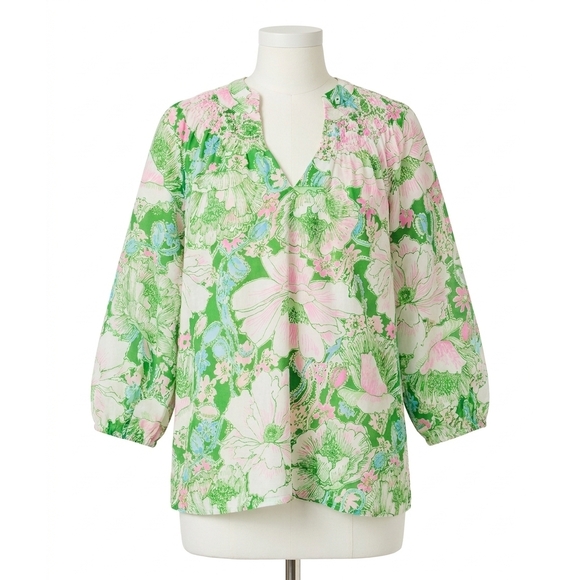 LILLY PULITZER Tops - NEW LILLY PULITZER lourdes ruffle top in putting green poppyland